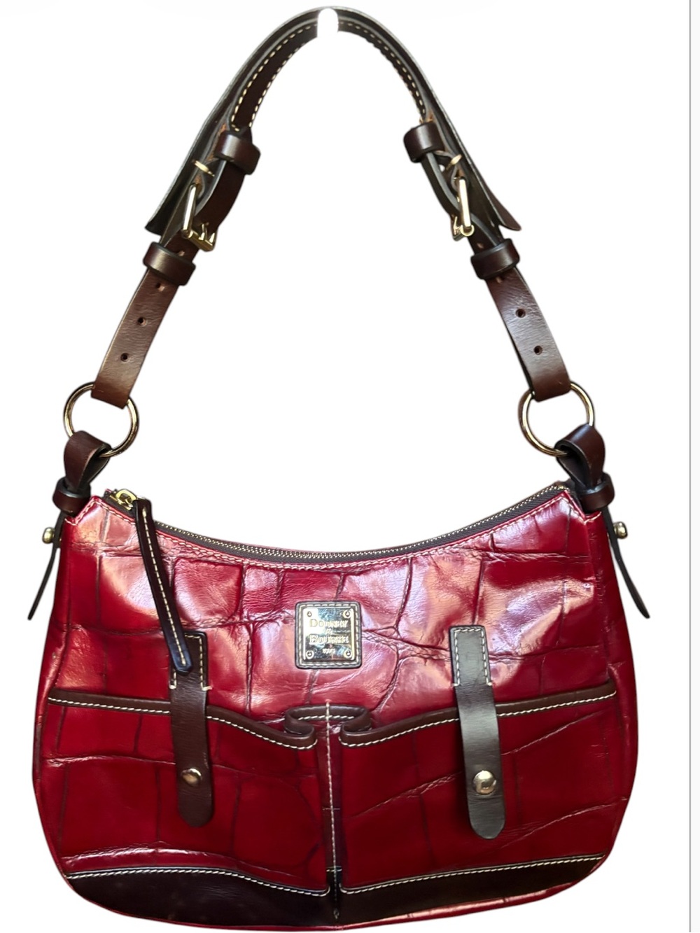 Dooney & Bourke Safari Red Croc-Embossed Leather Shoulder Bag